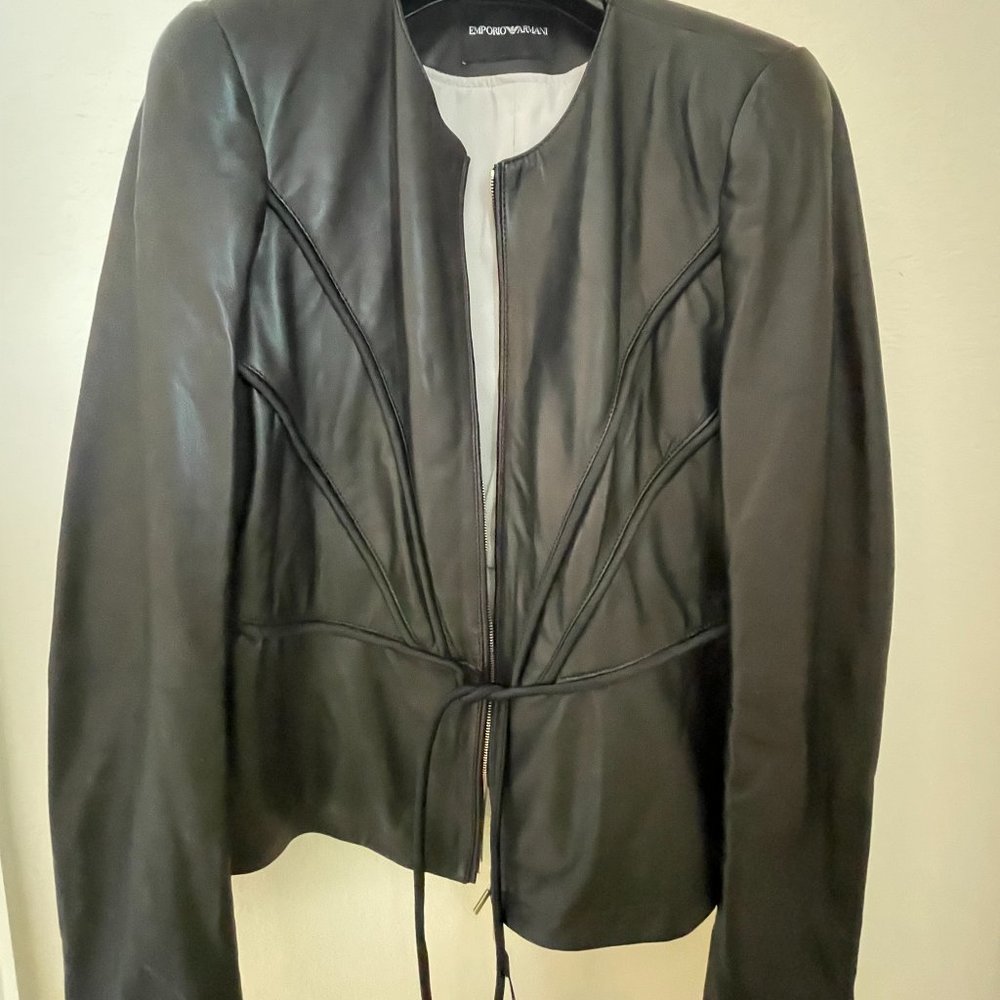 NWT Emporio Armani Black Leather Jacket